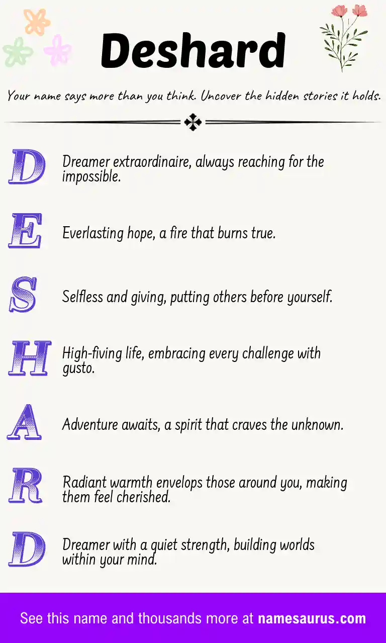 Acrostic poem about Deshard.