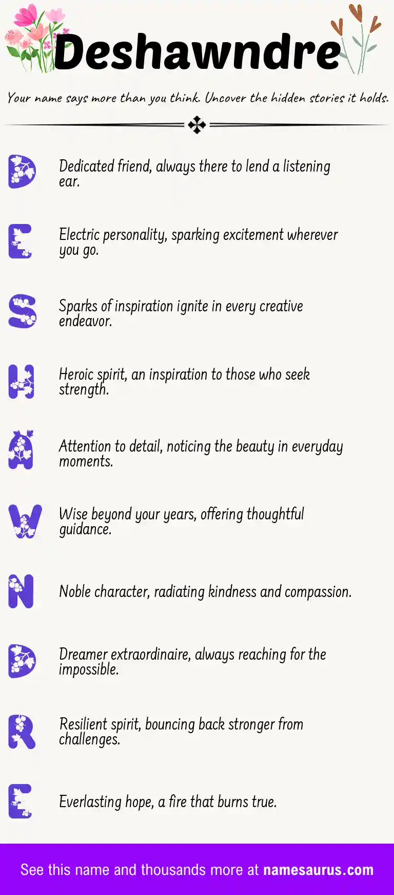 Acrostic poem about Deshawndre.