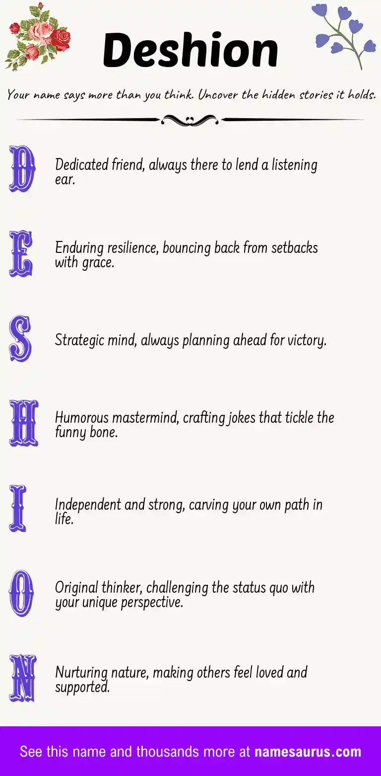 Acrostic poem about Deshion.