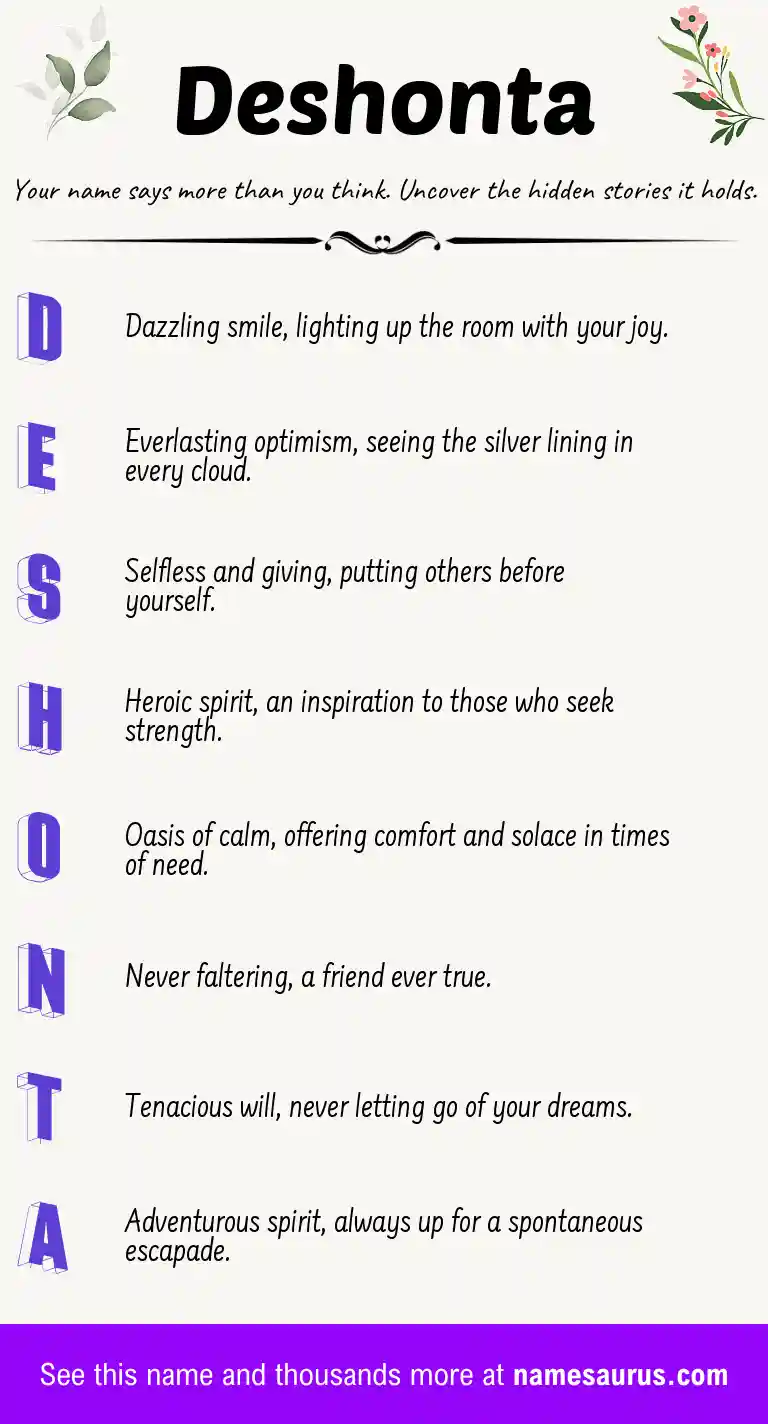 Acrostic poem about Deshonta.