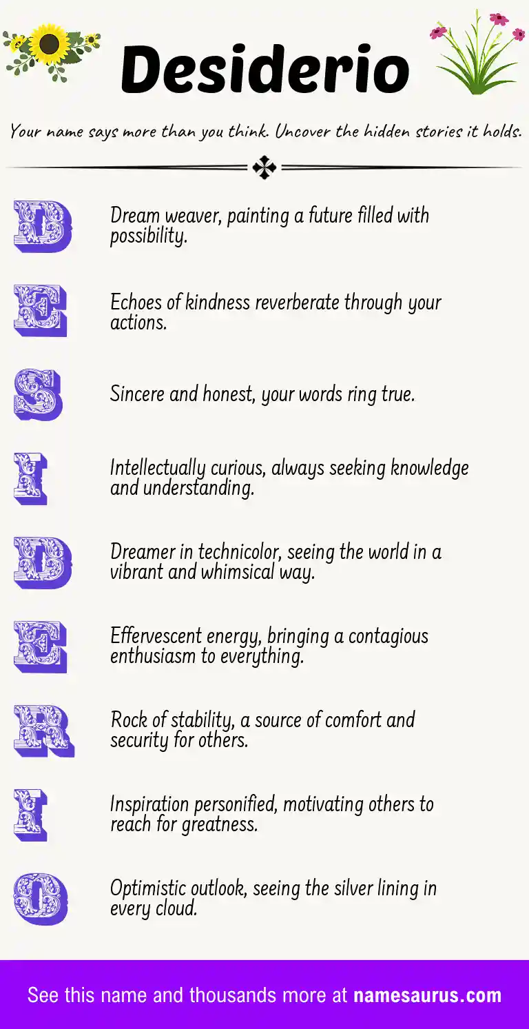 Acrostic poem about Desiderio.
