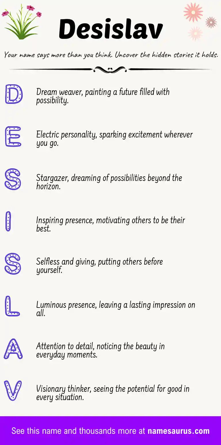 Acrostic poem about Desislav.