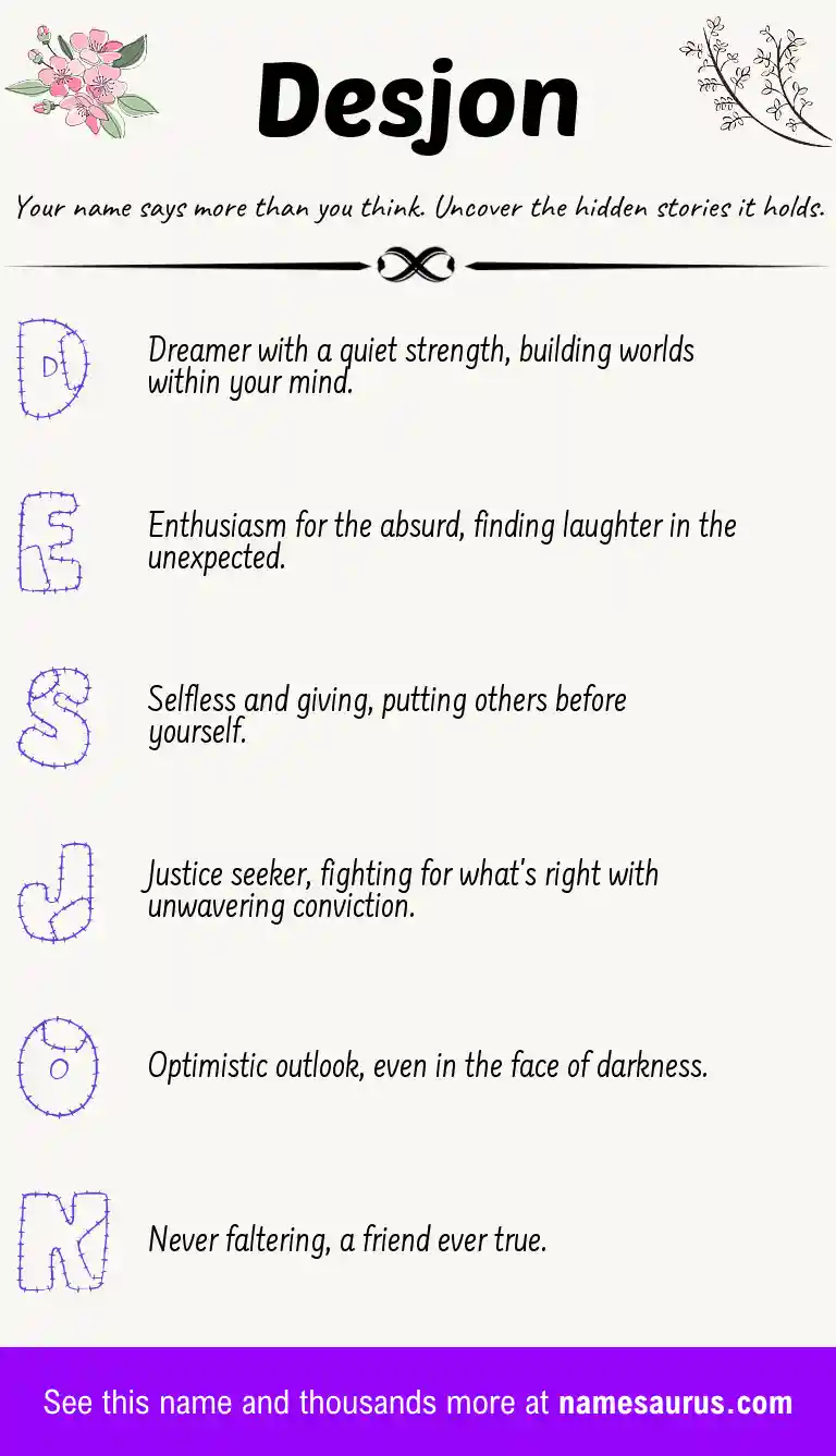 Acrostic poem about Desjon.