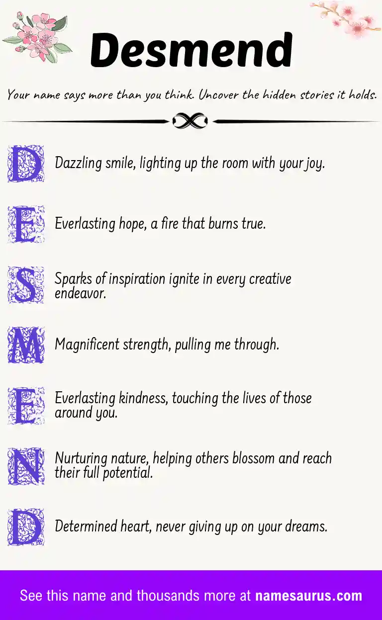Acrostic poem about Desmend.