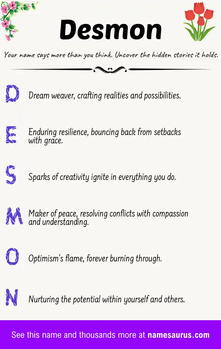 Acrostic poem about Desmon.
