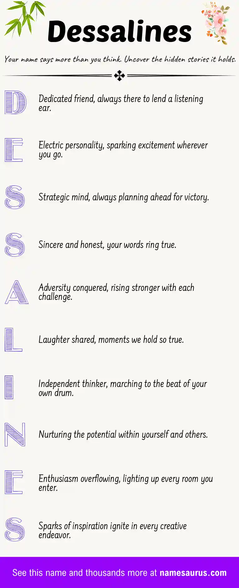 Acrostic poem about Dessalines.
