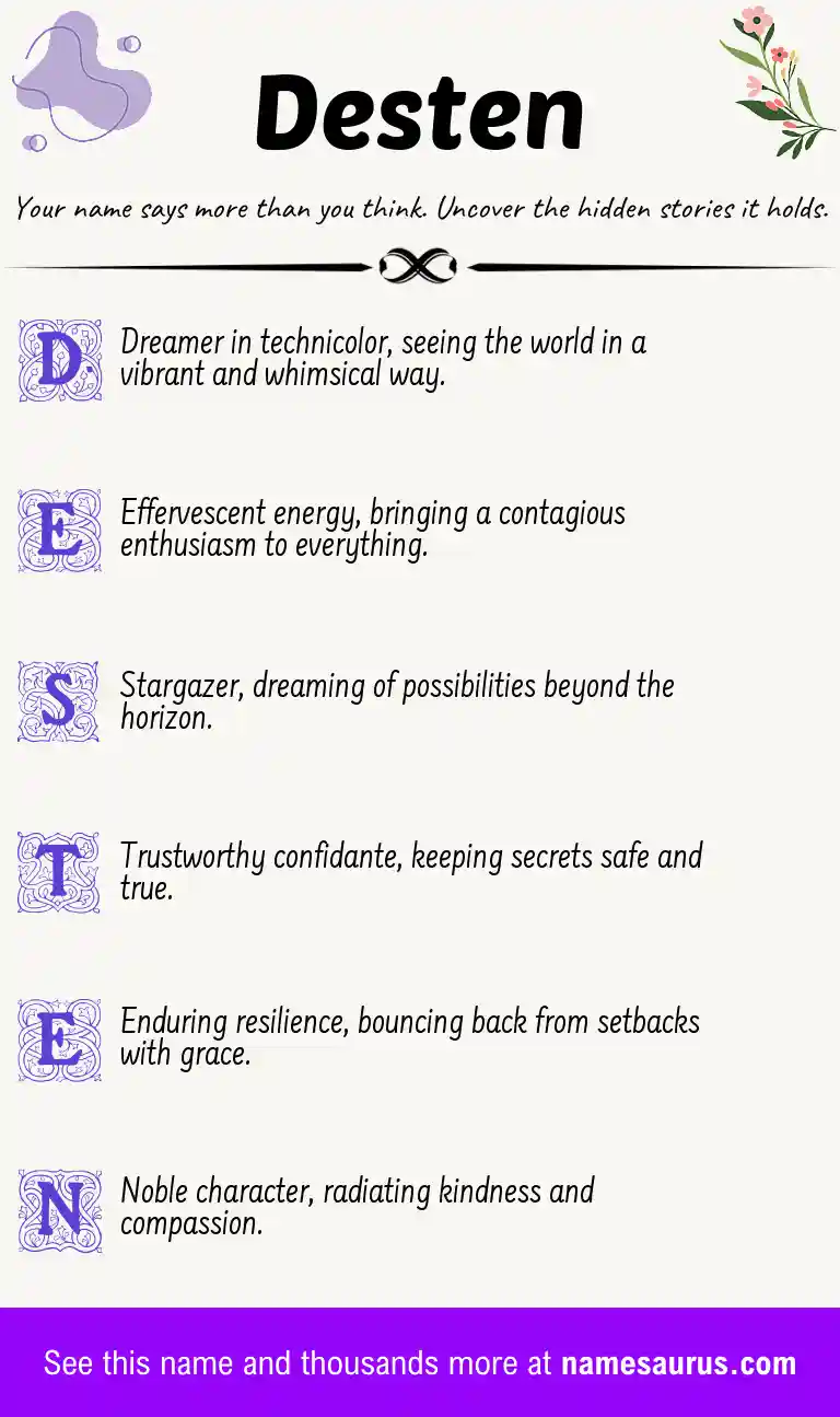 Acrostic poem about Desten.