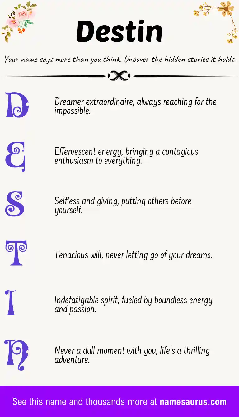 Acrostic poem about Destin.