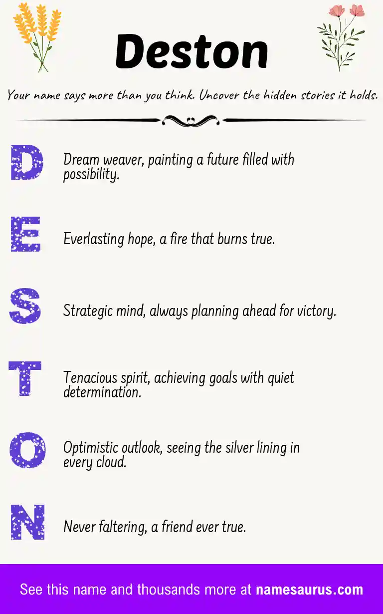 Acrostic poem about Deston.