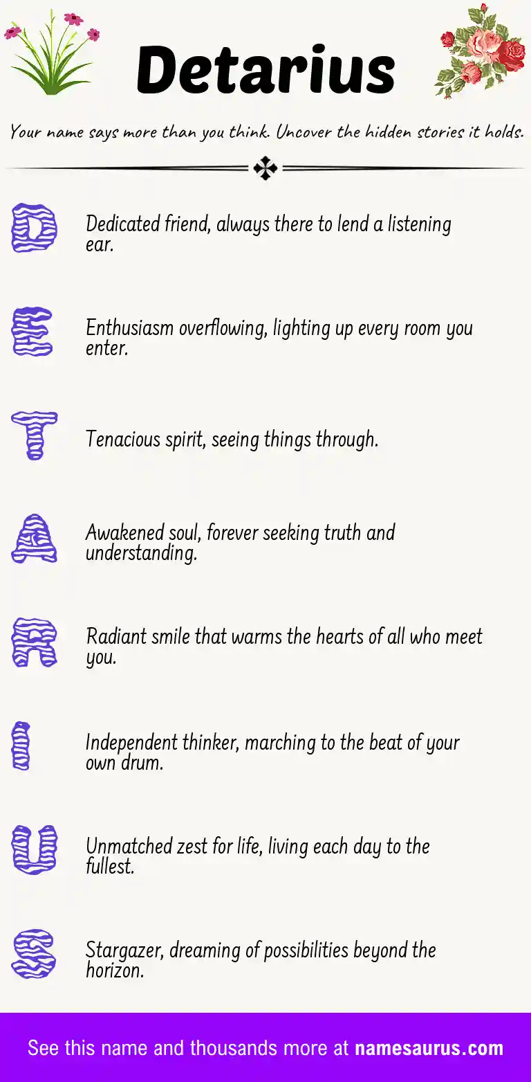 Acrostic poem about Detarius.