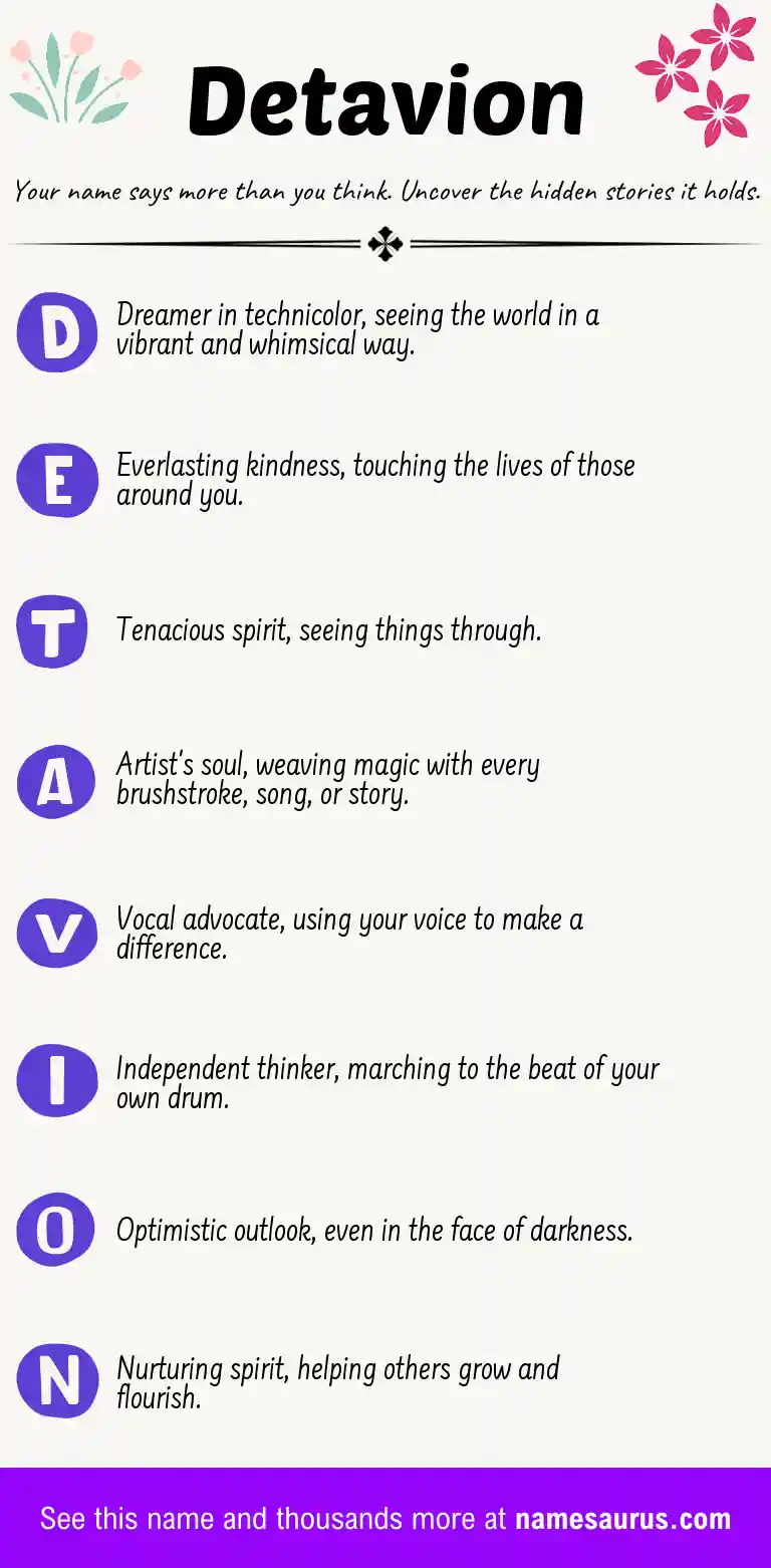 Acrostic poem about Detavion.