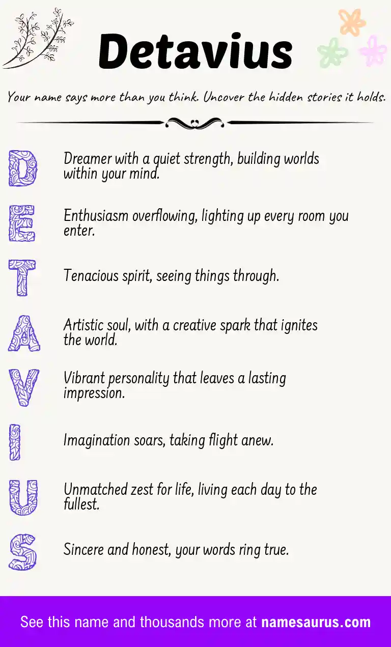 Acrostic poem about Detavius.