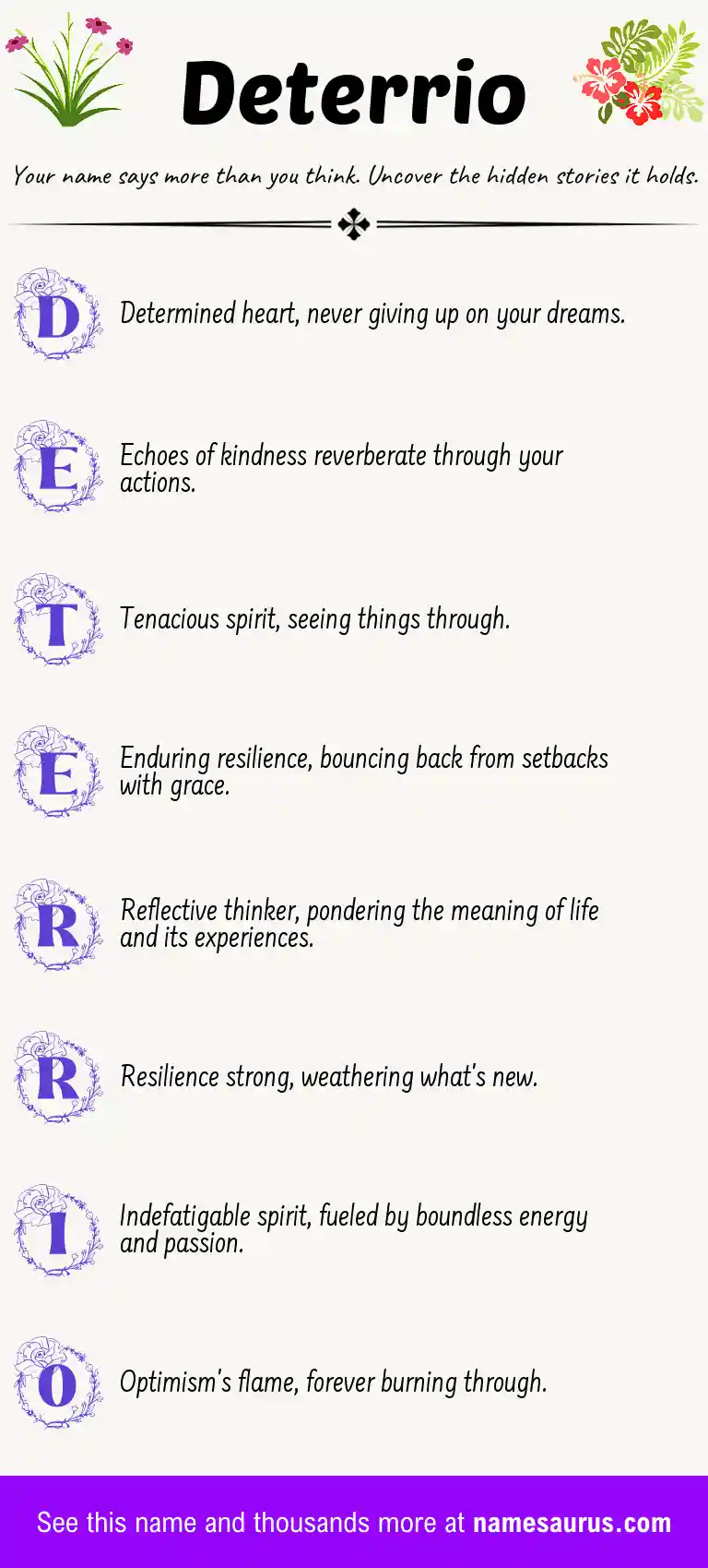 Acrostic poem about Deterrio.