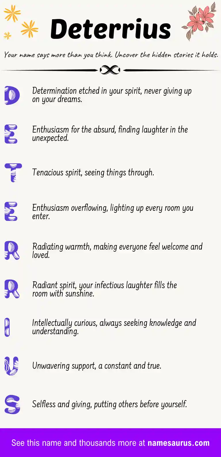 Acrostic poem about Deterrius.