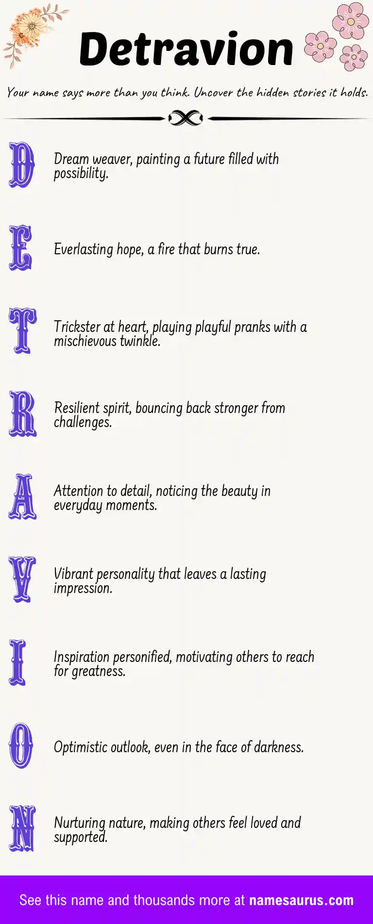 Acrostic poem about Detravion.