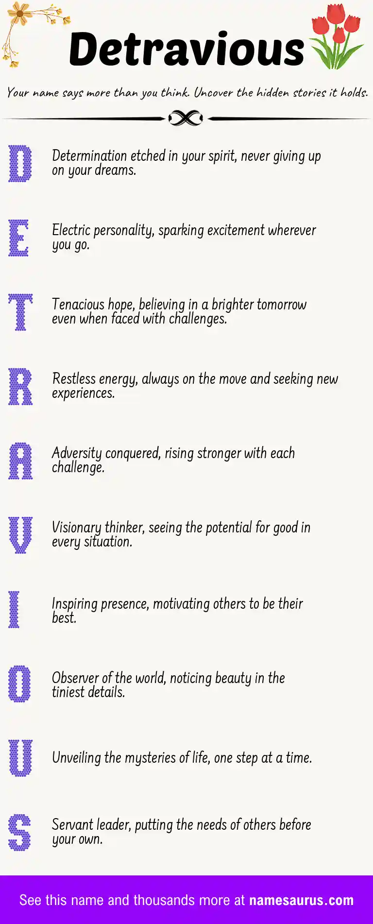 Acrostic poem about Detravious.