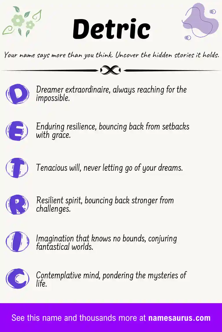 Acrostic poem about Detric.