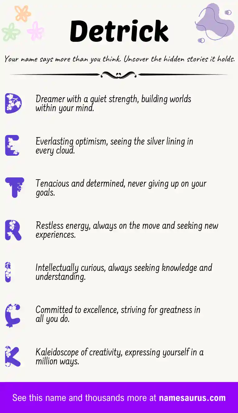 Acrostic poem about Detrick.