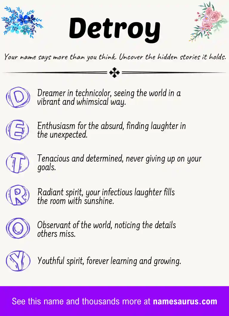 Acrostic poem about Detroy.