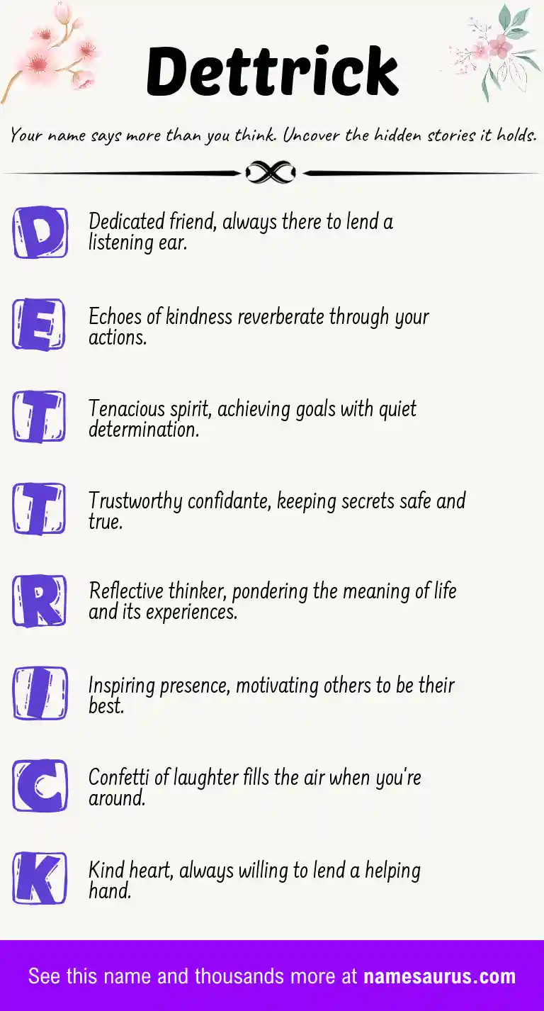 Acrostic poem about Dettrick.