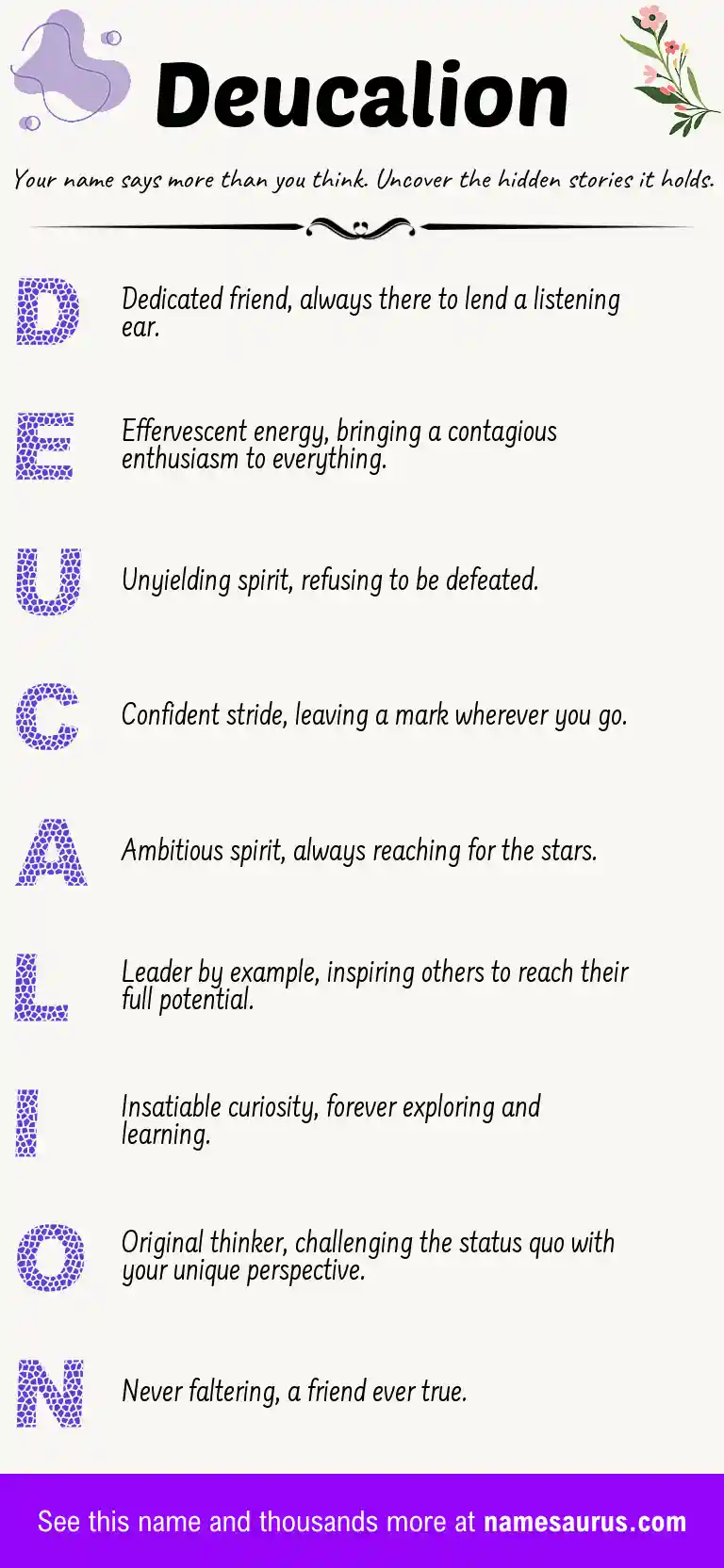 Acrostic poem about Deucalion.