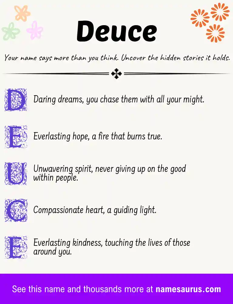 Acrostic poem about Deuce.