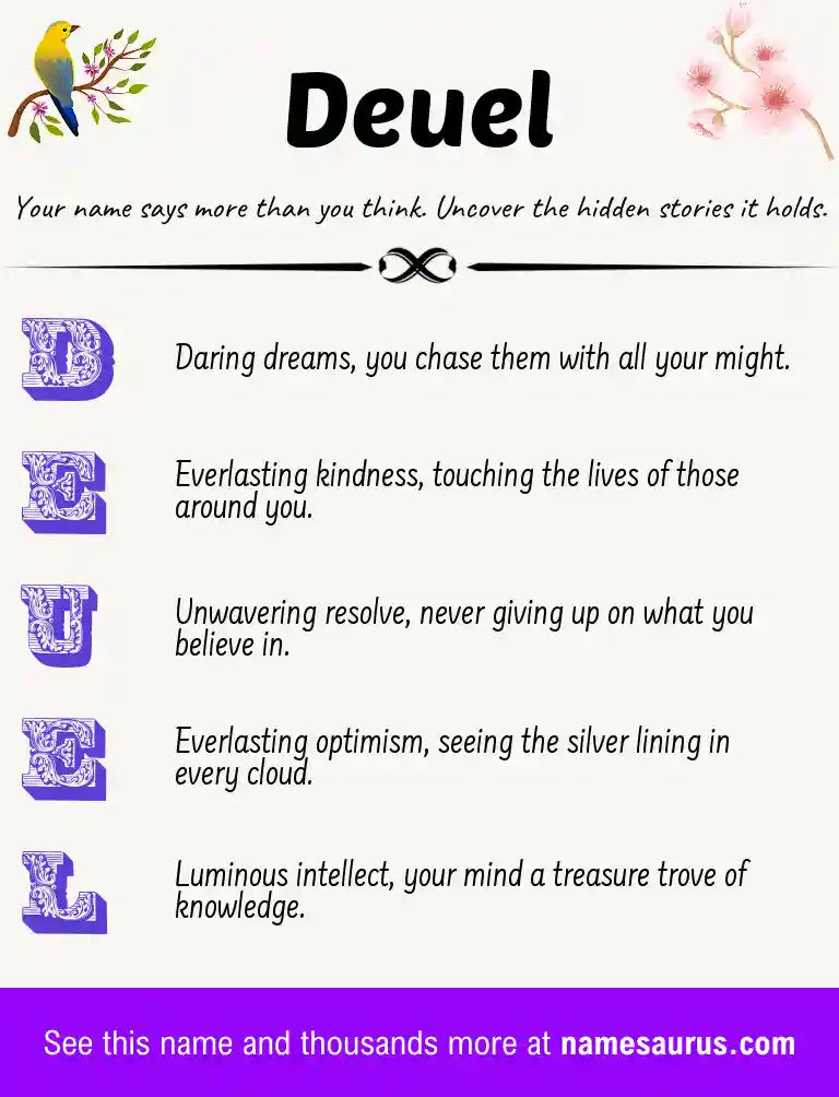 Acrostic poem about Deuel.