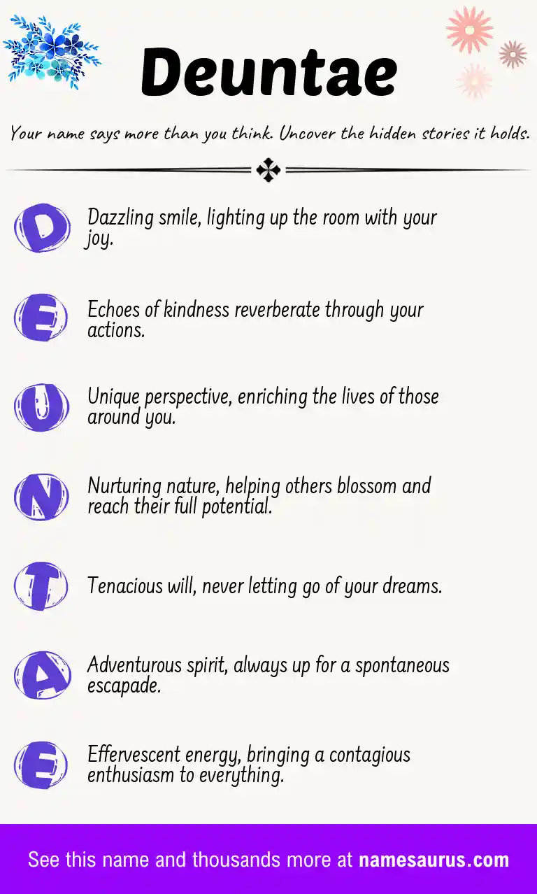 Acrostic poem about Deuntae.