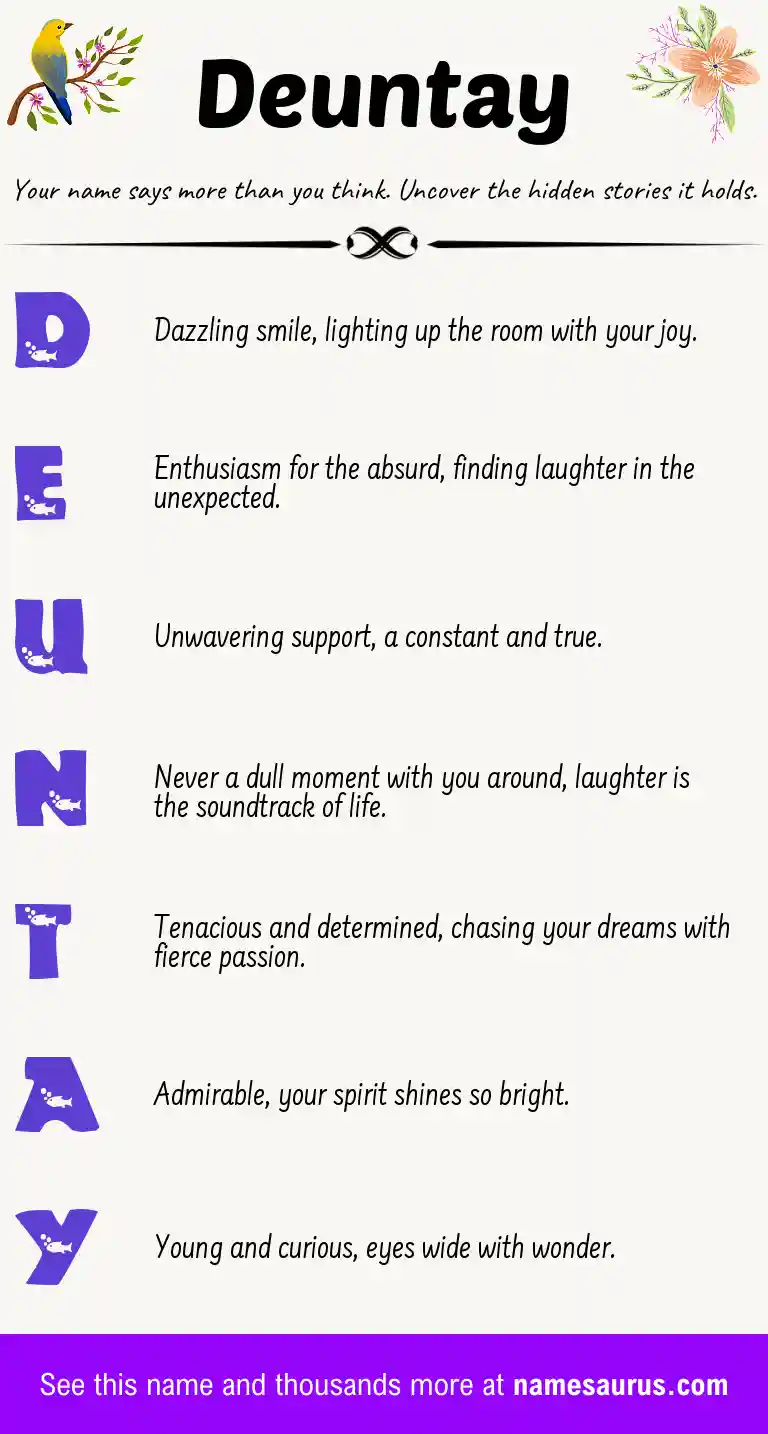 Acrostic poem about Deuntay.