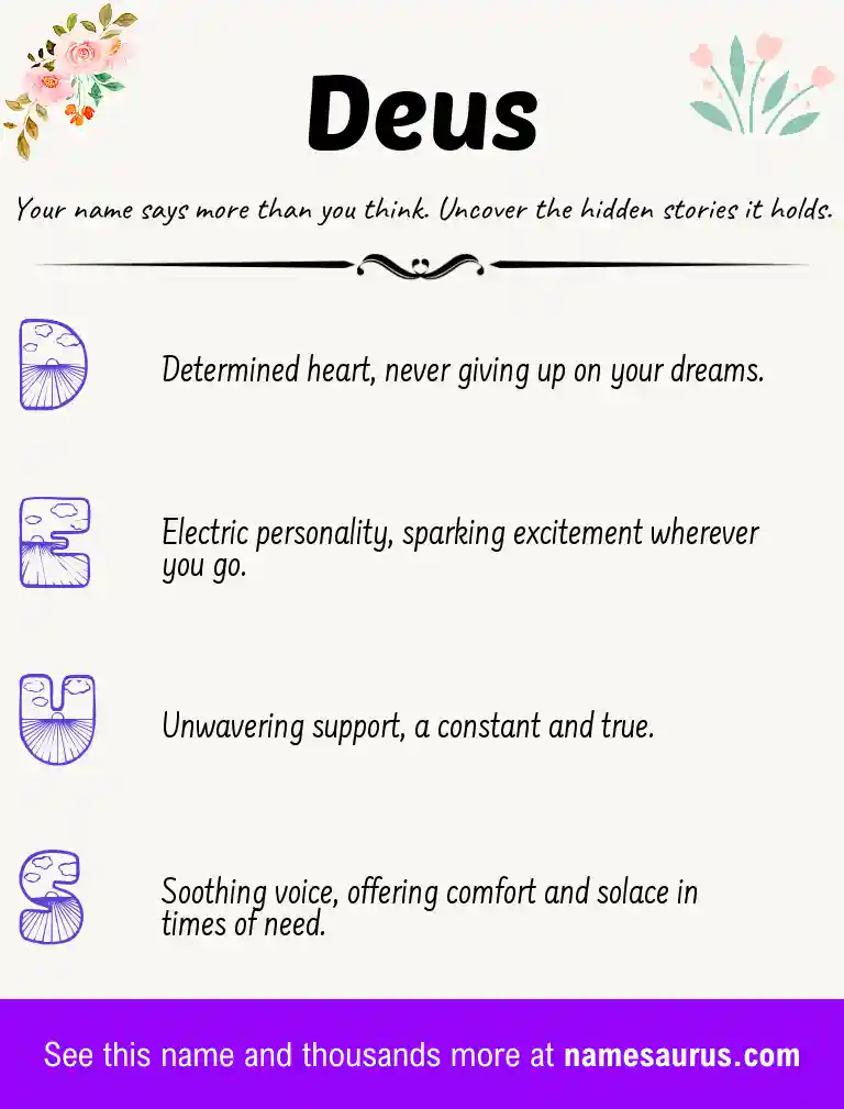 Acrostic poem about Deus.