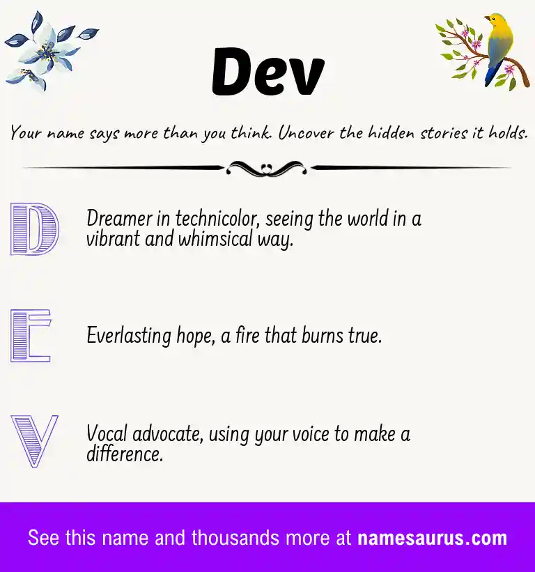 Acrostic poem about Dev.