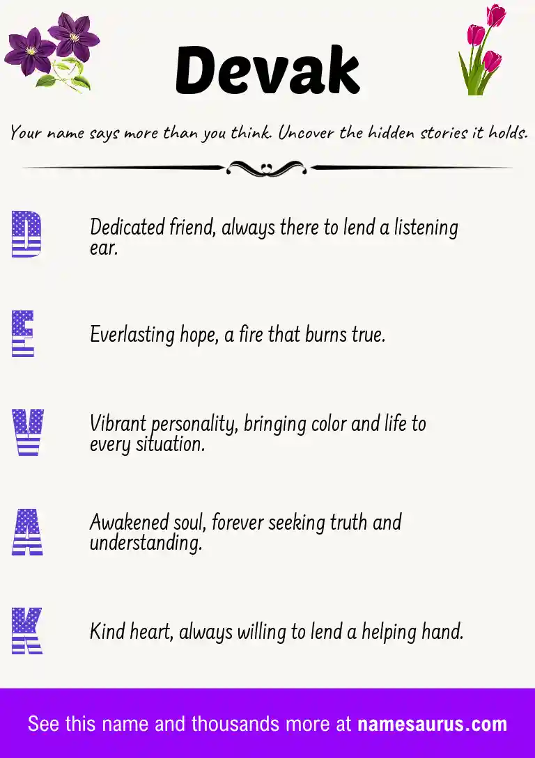Acrostic poem about Devak.