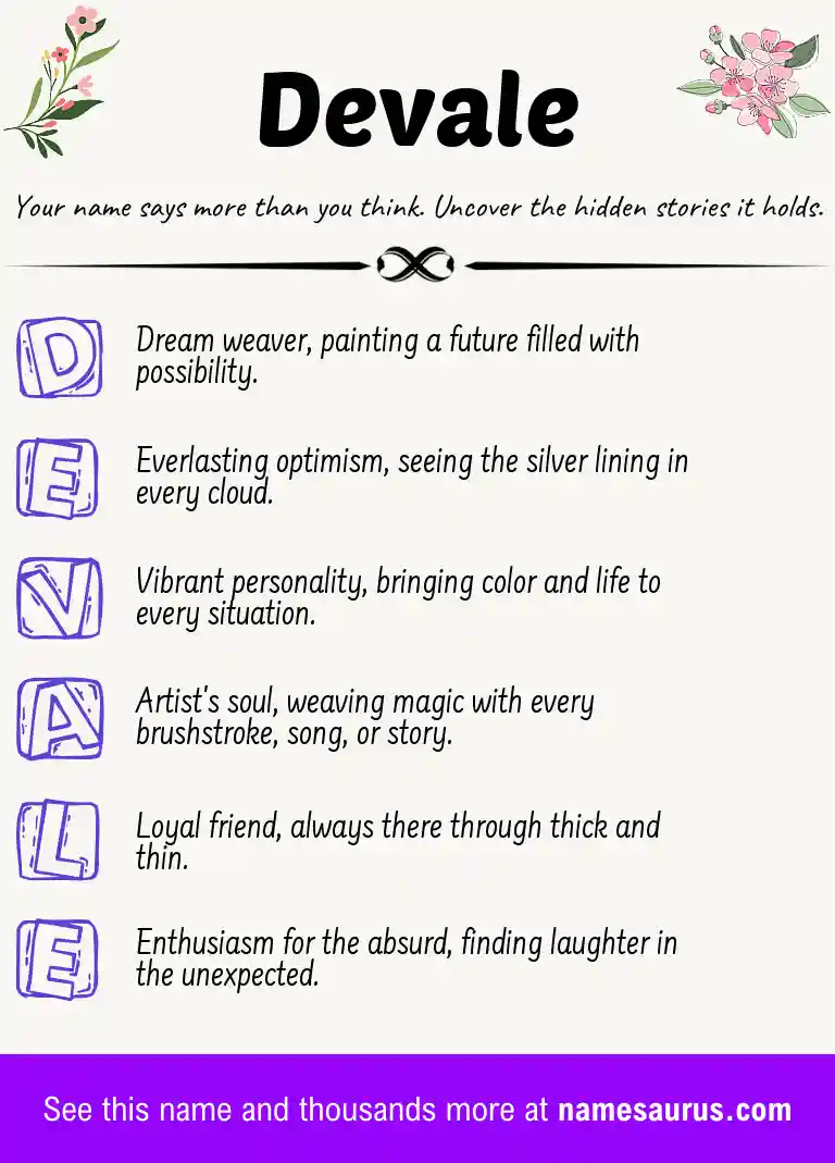 Acrostic poem about Devale.