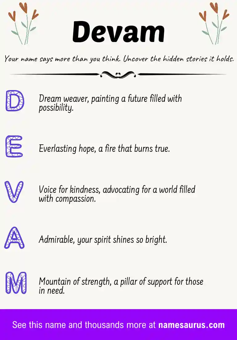 Acrostic poem about Devam.