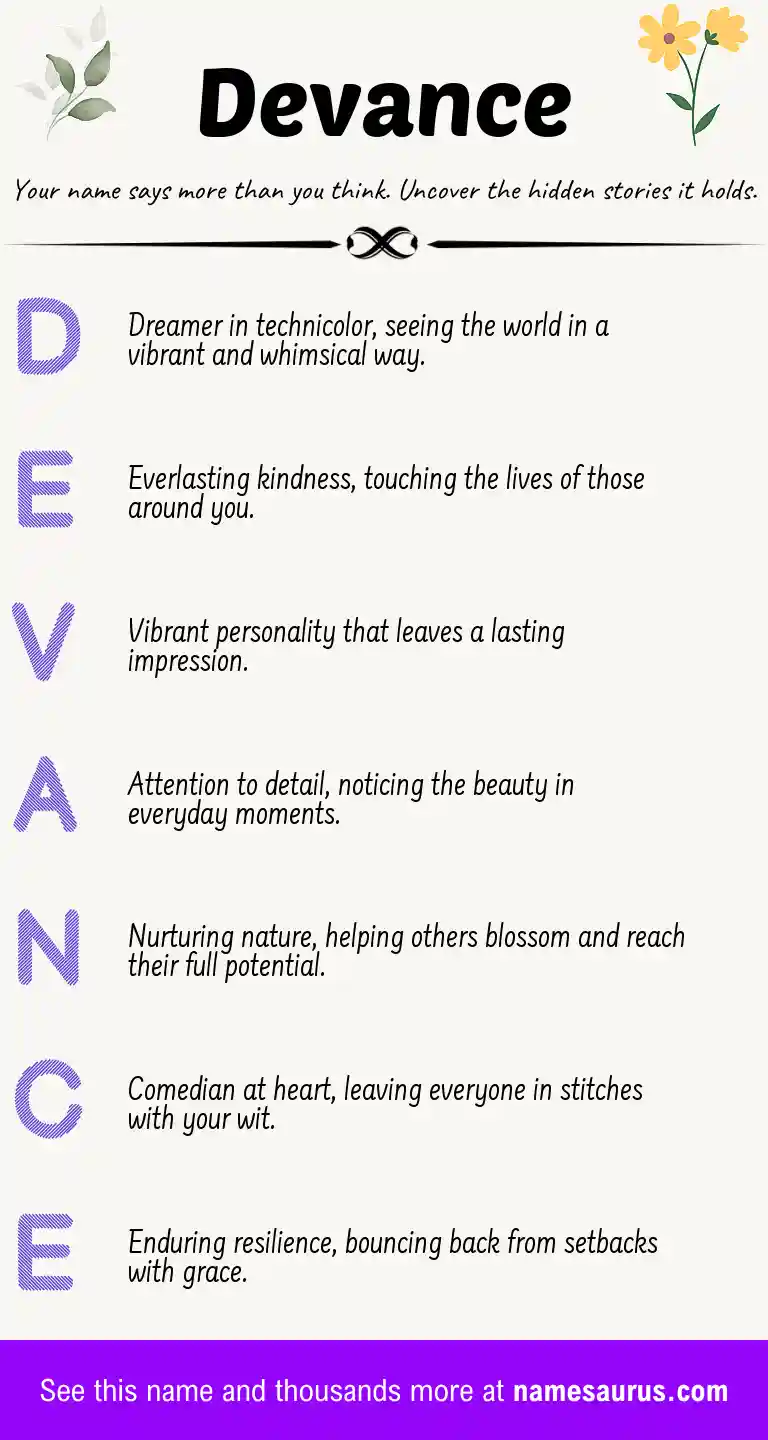 Acrostic poem about Devance.