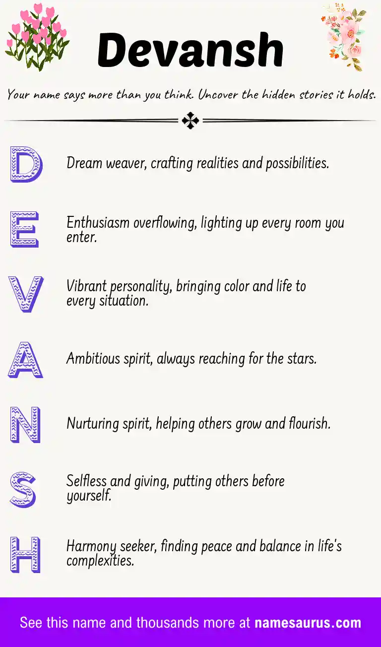 Acrostic poem about Devansh.