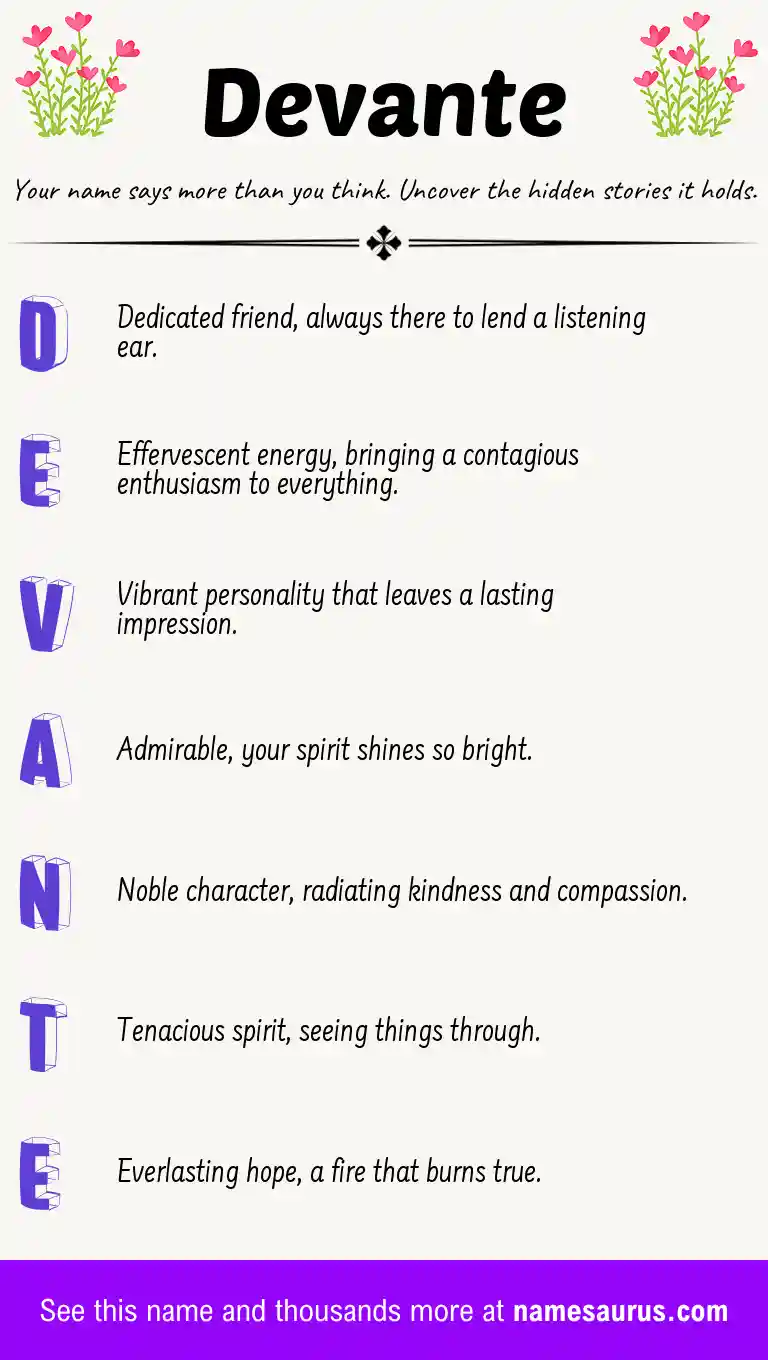 Acrostic poem about Devante.