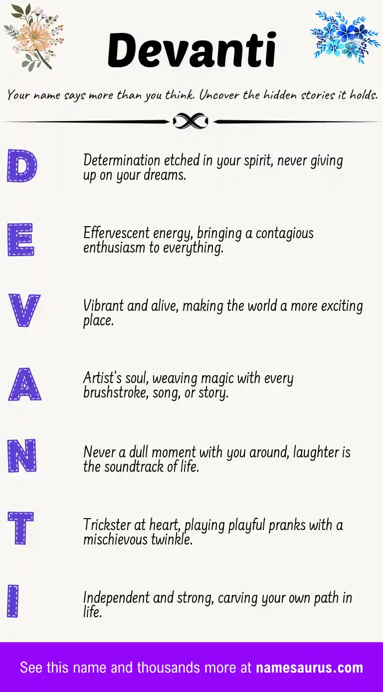 Acrostic poem about Devanti.