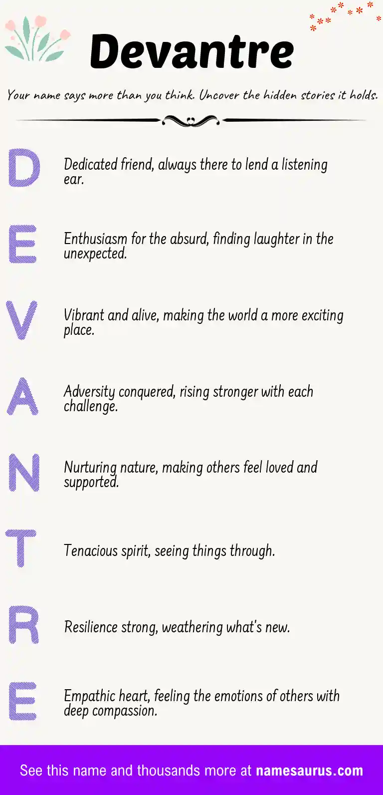 Acrostic poem about Devantre.