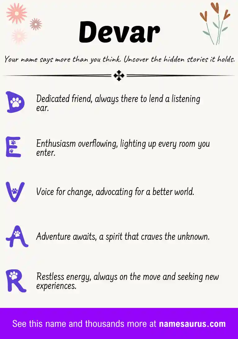 Acrostic poem about Devar.