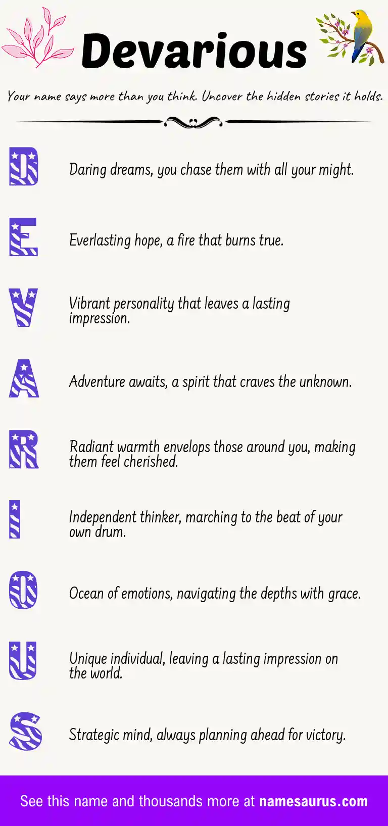 Acrostic poem about Devarious.