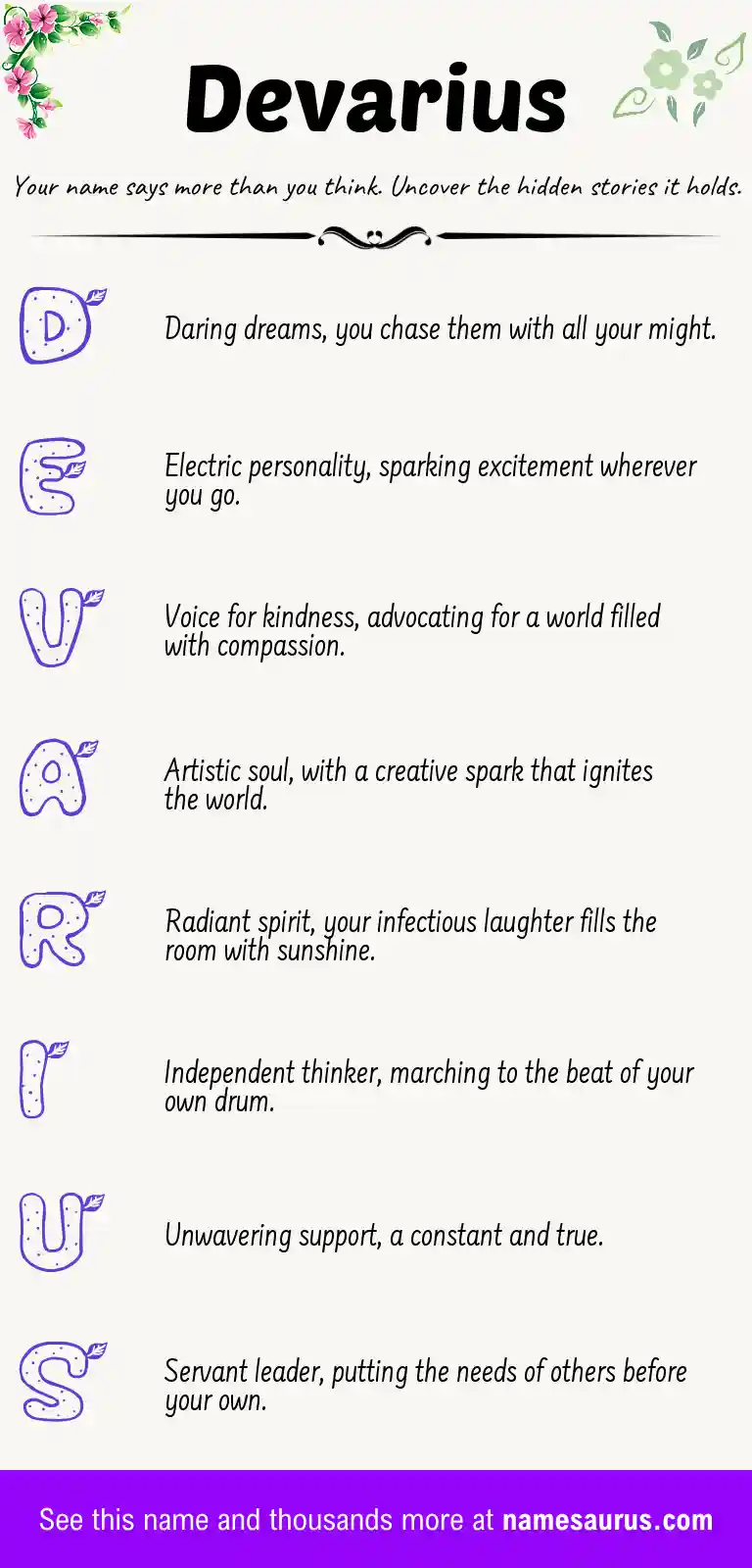 Acrostic poem about Devarius.