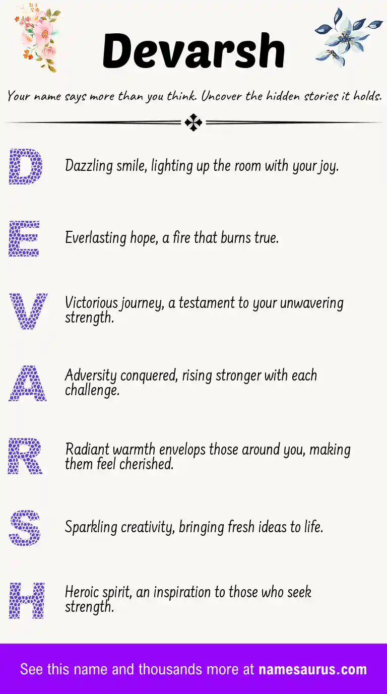 Acrostic poem about Devarsh.