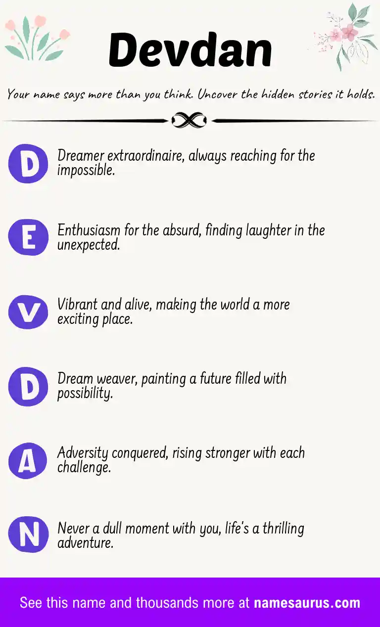 Acrostic poem about Devdan.