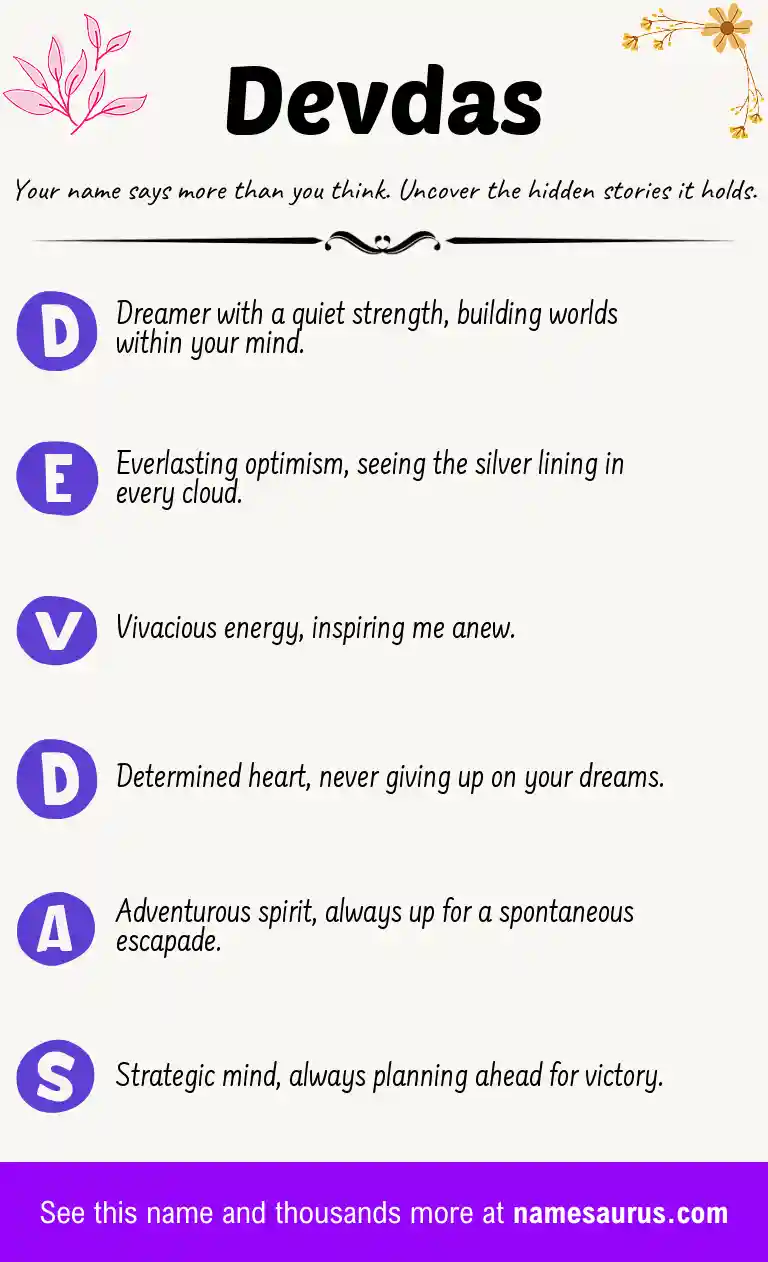 Acrostic poem about Devdas.