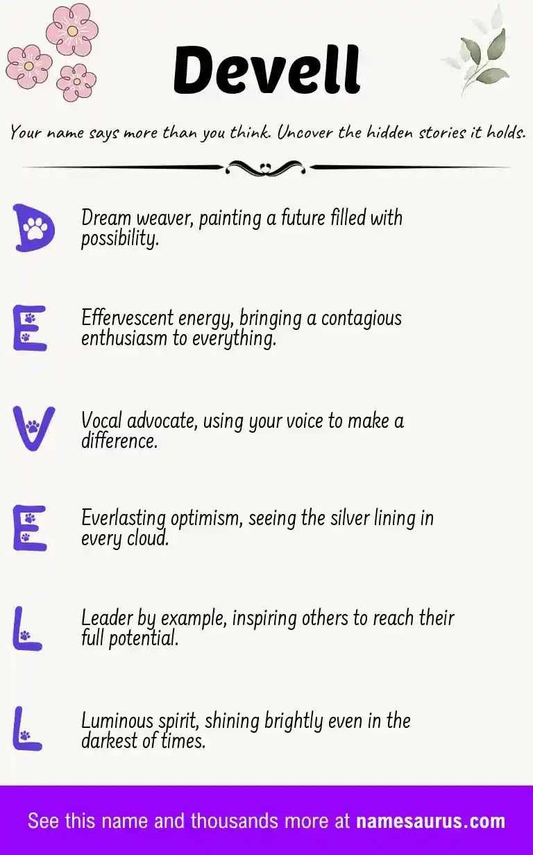 Acrostic poem about Devell.