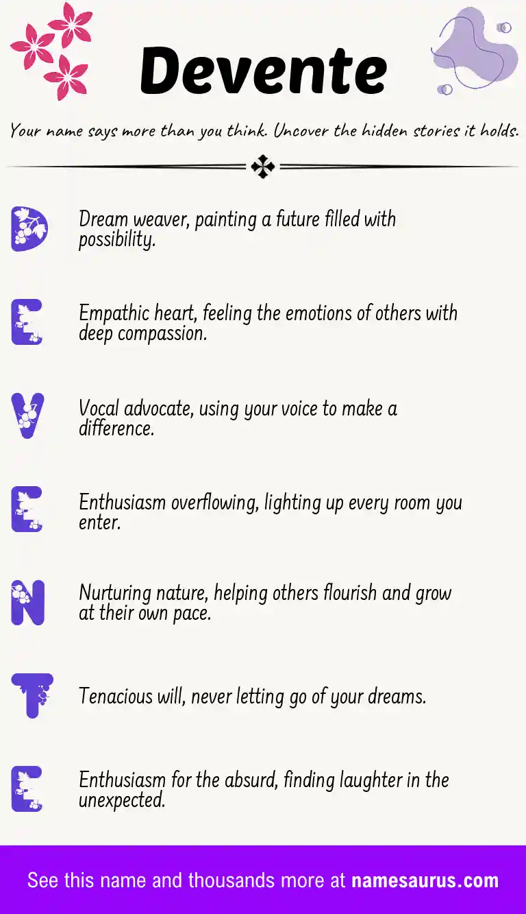 Acrostic poem about Devente.