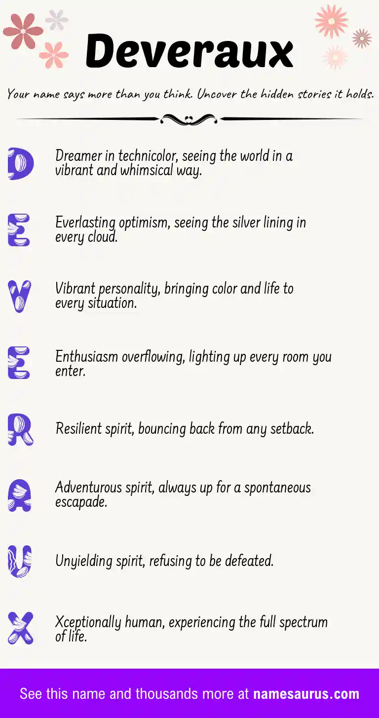 Acrostic poem about Deveraux.