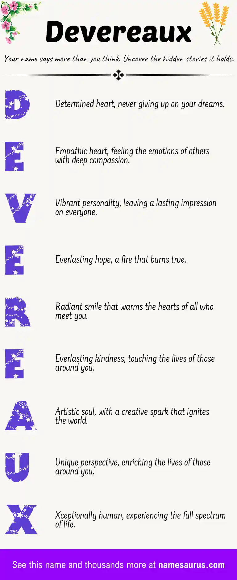 Acrostic poem about Devereaux.