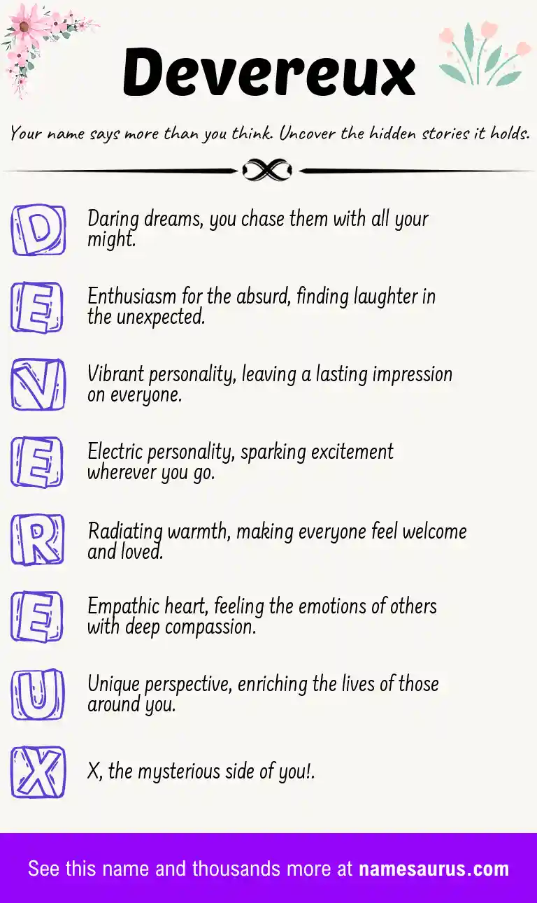 Acrostic poem about Devereux.